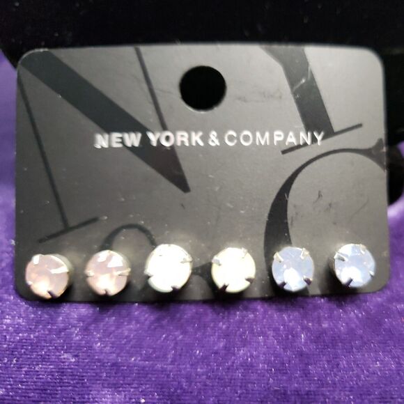 New York & Company Three Pairs of Opalescent Stud Earrings w/tags - Picture 2 of 8